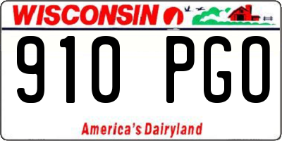 WI license plate 910PGO