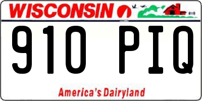 WI license plate 910PIQ