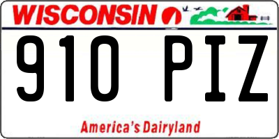 WI license plate 910PIZ