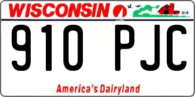 WI license plate 910PJC