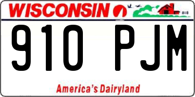WI license plate 910PJM