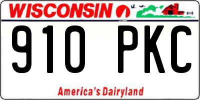 WI license plate 910PKC