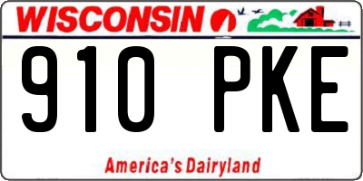 WI license plate 910PKE