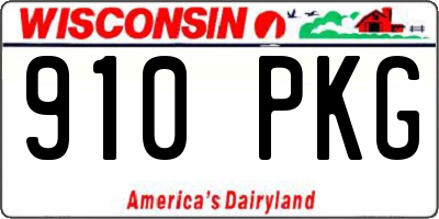 WI license plate 910PKG