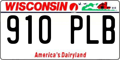 WI license plate 910PLB
