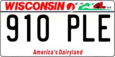 WI license plate 910PLE