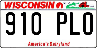 WI license plate 910PLO