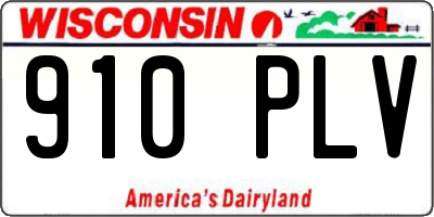 WI license plate 910PLV