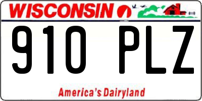 WI license plate 910PLZ