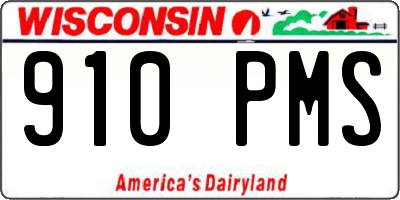 WI license plate 910PMS