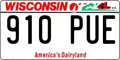 WI license plate 910PUE