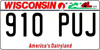 WI license plate 910PUJ