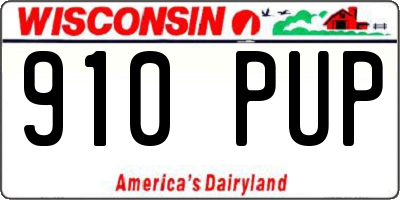WI license plate 910PUP