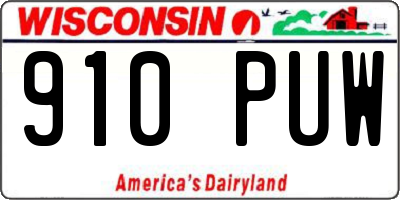 WI license plate 910PUW