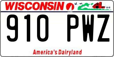 WI license plate 910PWZ