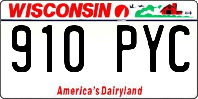 WI license plate 910PYC