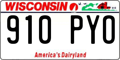 WI license plate 910PYO