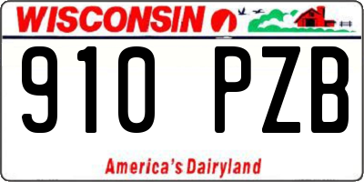 WI license plate 910PZB