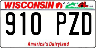 WI license plate 910PZD