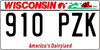 WI license plate 910PZK