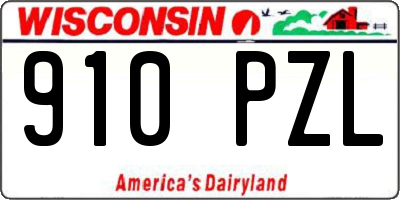 WI license plate 910PZL