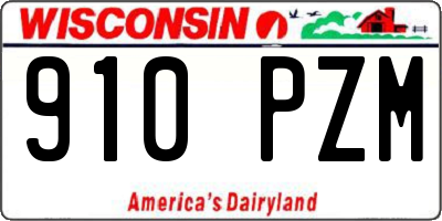 WI license plate 910PZM