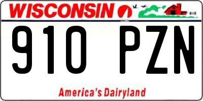 WI license plate 910PZN