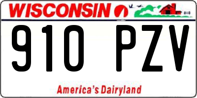 WI license plate 910PZV