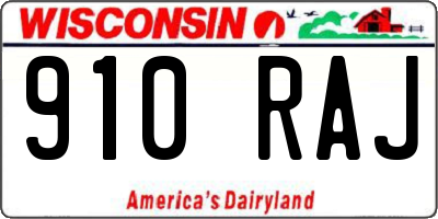 WI license plate 910RAJ