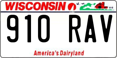 WI license plate 910RAV