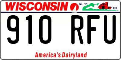 WI license plate 910RFU