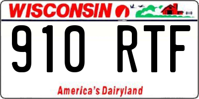 WI license plate 910RTF