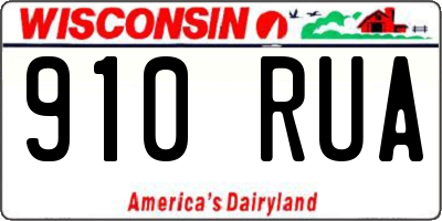 WI license plate 910RUA