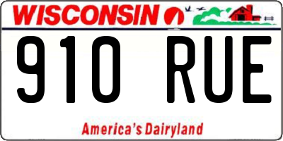 WI license plate 910RUE