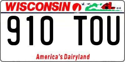 WI license plate 910TOU