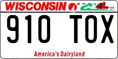 WI license plate 910TOX