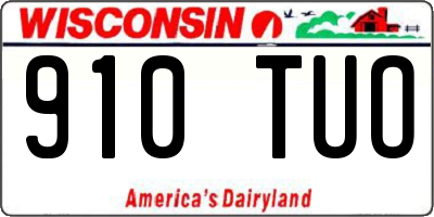 WI license plate 910TUO