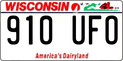 WI license plate 910UFO