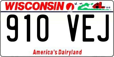 WI license plate 910VEJ