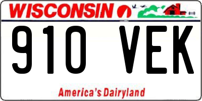 WI license plate 910VEK