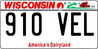 WI license plate 910VEL