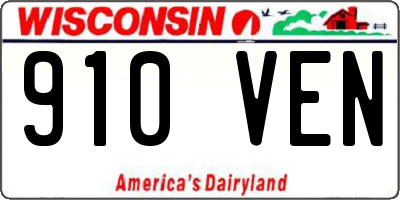 WI license plate 910VEN