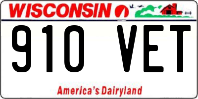 WI license plate 910VET