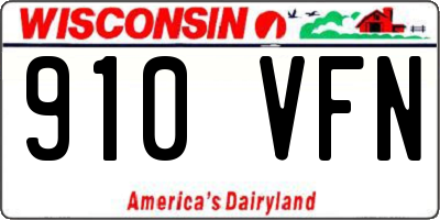 WI license plate 910VFN