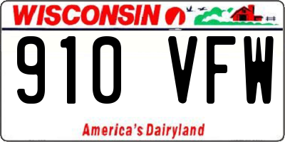 WI license plate 910VFW