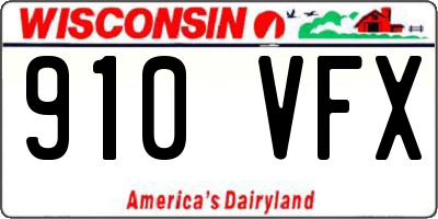 WI license plate 910VFX