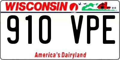 WI license plate 910VPE