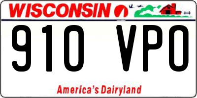 WI license plate 910VPO