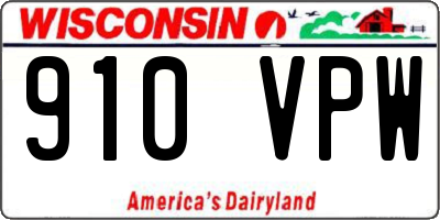 WI license plate 910VPW