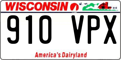 WI license plate 910VPX